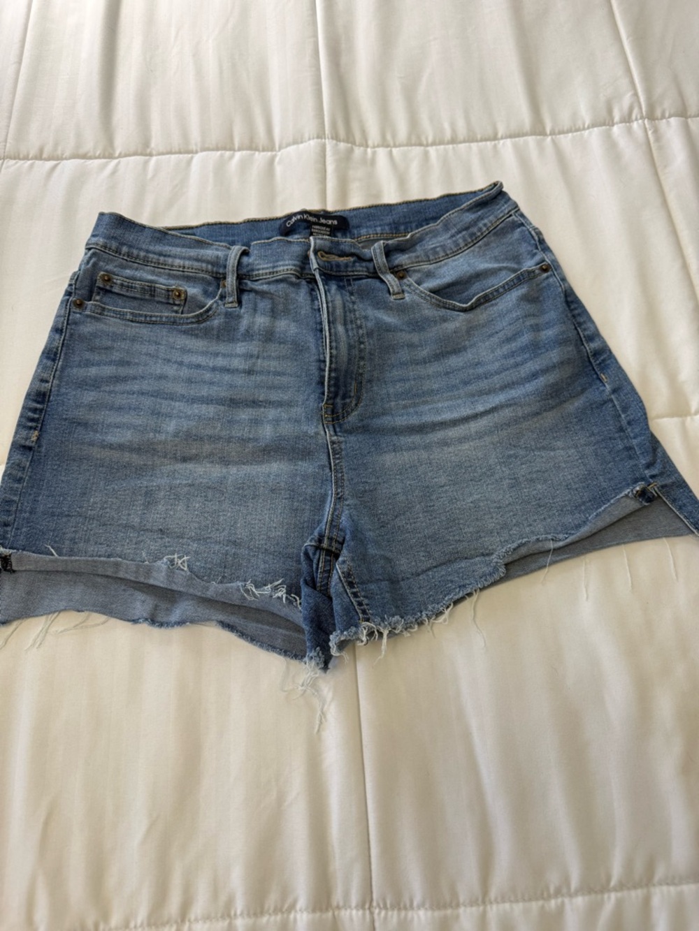Calvin Klein Jeans Light Blue Distressed Denim Shorts